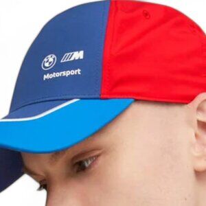 BMW M Sport M3 M5 Blue Red Puma Racing Snap Back Color Block Cap Hat NEW